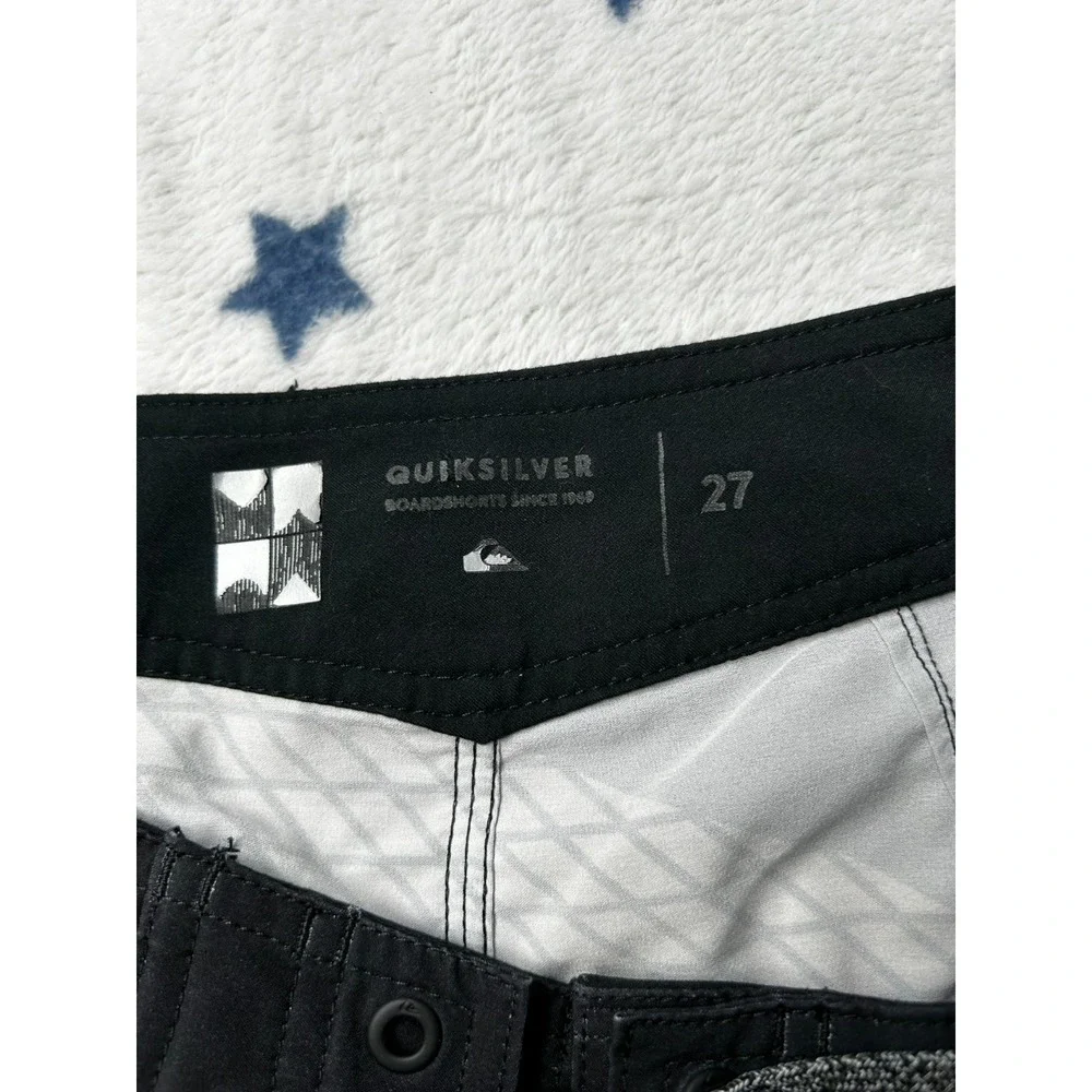 Quiksilver Mens Board Shorts Size 27 Black Gray Surf Swim Beach Stretch